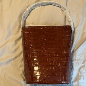 J Crew Berkeley Bucket Bag in Italian Croc-embossed leather